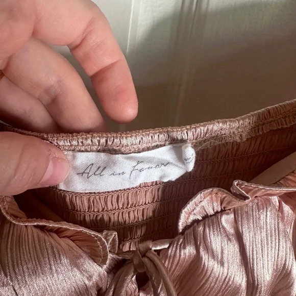 All In Favor Blush Pink Satin Crop Top - Picture 3 of 5